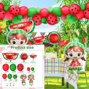 Kit Arco di Palloncini Frutta Estivi, Palloncini Mylar Rossi e Verdi a Forma di Anguria per Decorazioni Festa di Compleanno 'One in a Melon' - Product Image 5