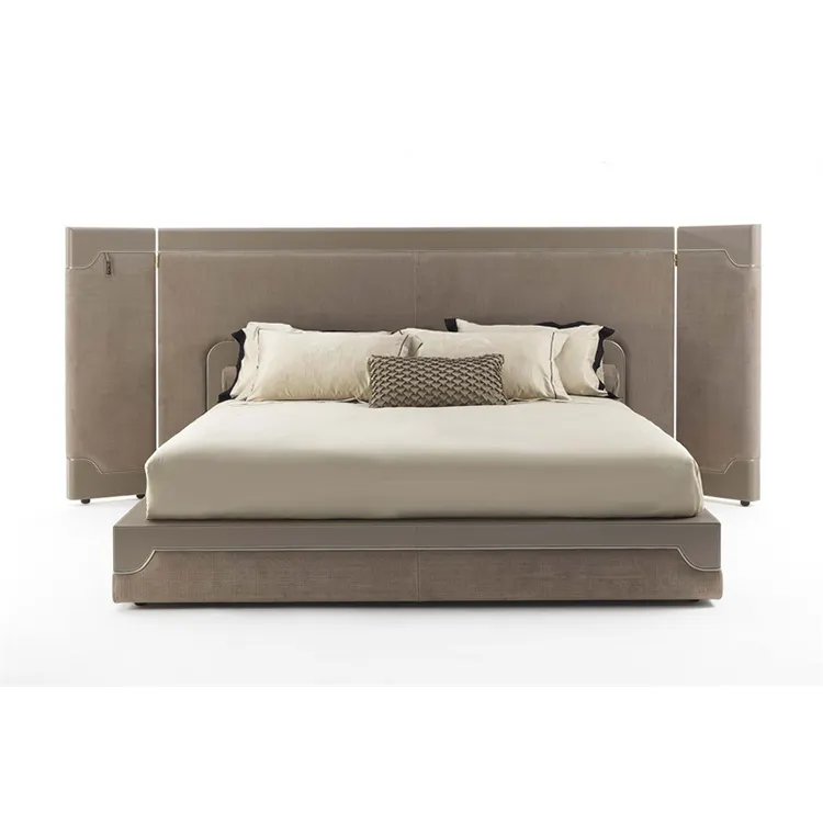 High End Big Kopfteil Doppel Italienischer Bett rahmen Leder betten Neues Design Schlafzimmer Sets Luxus King Size Queen