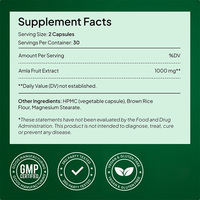 Complément alimentaire antioxydant personnalisé à marque privée, végétalien, 1000 mg d'extrait de superfruits Amla en capsules, riche en antioxydants