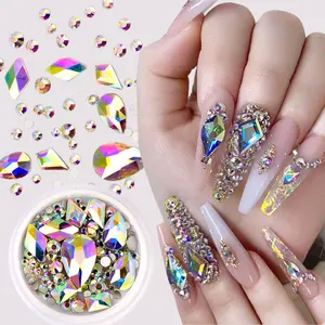 Misscheering 3D Nail Art Rhinestones Flatback Charm Heart acrylic Multislice Diamond Nail decoration DIY Nails Accessories