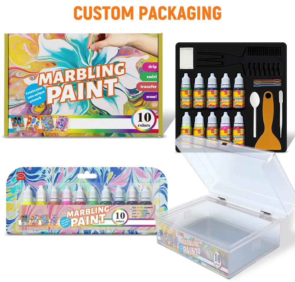 KHY Free Sample 10 Ebru For Russia Kid Nature Painting On Marbling Set Colour Color Marbled Kid Paint Magic Water Draw Paint Kit