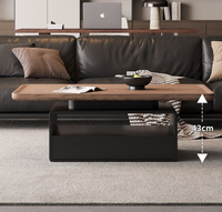 Table basse moderne en bois massif pour petits appartements, design de luxe léger, avec rangement et mobilier de maison portable
