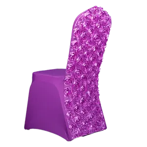 Hot Selling Customized Colorful Stretch Chair Covers Purple Flower Slipcover for Wedding