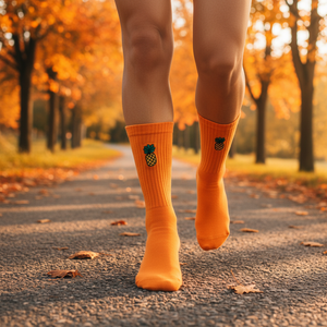 Unisex <b>Orange</b> Pineapple Embroidered Sports <b>Socks</b> Customizable Logo Digital Printing Anti-Bacterial Sweat Features for Autumn - Product Image 3