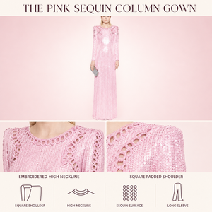 <span class=keywords><strong>Robe</strong></span> de soirée longue Glimwall HERE pour femme, rose, à sequins, col montant, manches longues, épaules rembourrées, <span class=keywords><strong>robe</strong></span> de cérémonie, vente en gros OEM - Product Image 5