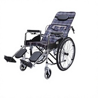Fauteuil roulant pliable semi-inclinable pour personnes âgées, fauteuil roulant manuel avec cadre en acier électroplaqué, repose-jambes et siège confortable rouge