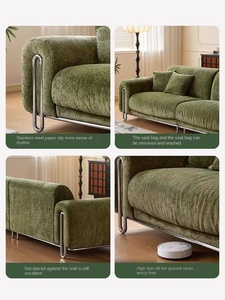 Divano Monoposto in Tessuto Chenille Stile Bauhaus Retrò Francese per Soggiorno, Adatto a Appartamenti Grandi <span class=keywords><strong>e</strong></span> Piccoli - Product Image 5