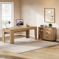 Bureaux ergonomiques en forme de L Tribesigns de 63 pouces, bureau debout, bureau réglable, bureau avec tiroirs et étagères