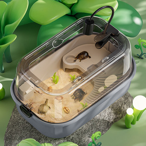 Aquarium pour tortues, terrarium spécifique aux tortues, boîte d'élevage écologique à domicile avec plateforme de basking, plateforme d'escalade, tortue à oreilles rouges - Product Image 1