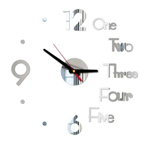 Horloge murale créative en acrylique 3D sans cadre, autocollants DIY décoration murale horloge pour bureau maison salon décor