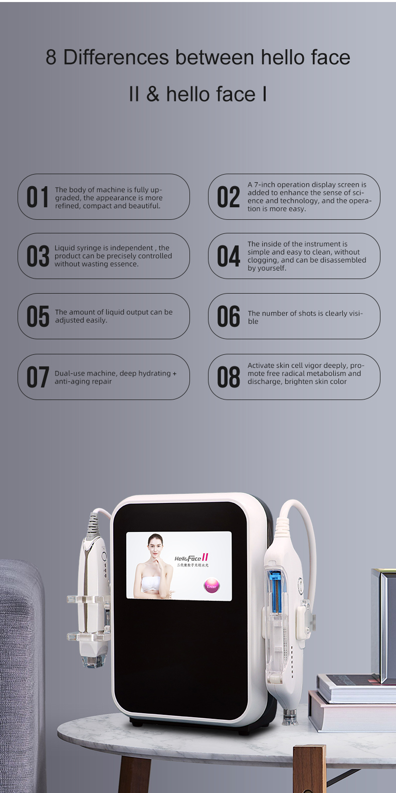 2 in 1 hyaluronic acid injection face rf clips wrinkle removal mesotherapy machine no needle mesotherapy