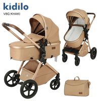 Poussette pliable compacte Kidilo Baby V8 à double fonction (assis-debout) avec cadre en alliage d'aluminium et vue haute, capacité de charge 20 kg