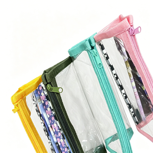 Trousse à crayons triangulaire transparente en PVC personnalisée, grande capacité, étanche, pour enfants - Vente en gros - Product Image 3