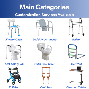 Chaise de toilette réglable en hauteur 3-en-1 pour personnes âgées, seniors et adultes, en acier, pour usage médical et hospitalier, <span class=keywords><strong>à</strong></span> placer sur les toilettes - Product Image 5