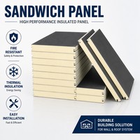 Panneau sandwich en laine de roche, panneau d'isolation thermique pour murs, panneau de toiture, construction de bâtiments préfabriqués
