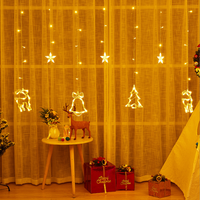 220v/110v Garland Elk Bell Weihnachts baum Weihnachts fee Eiszapfen Garten zimmer Dekorative Twinkle Star Led Fenster Vorhang String Licht