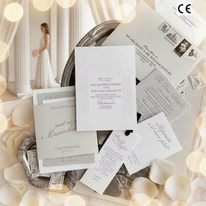 Suite d'Invitations de Mariage Personnalisée Comprend des Invitations Principales Cartes de Réponse Personnalisées Gaufrage Convient à la Planification d'Événements de Mariage - Product Image 1
