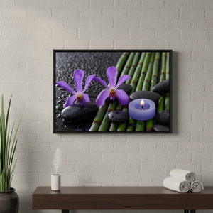 Printed Canvas: Elegant Purple Orchid Bamboo Grove Artwork,1P-<b>Black</b> <b>Framed</b> - Product Image 3