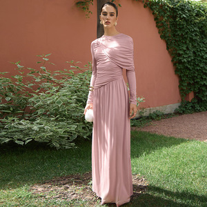 <span class=keywords><strong>Abbigliamento</strong></span> <span class=keywords><strong>Donna</strong></span> 2025 Tutte le Stagioni, Abito Lungo <span class=keywords><strong>Formale</strong></span> in Pizzo con Pieghe, Vita Alta, Scollo a V, Maniche Lunghe, Tinta Unita, in Spandex - Product Image 3