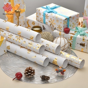 New Christmas Collection Glossy <b>Gold</b>-Stamped Coated <b>Paper</b> Christmas Tree & Snowflake Christmas Gift <b>Wrapping</b> <b>Paper</b> Wholesale - Product Image 2