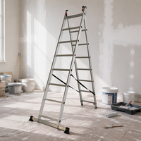 Échelle combinée télescopique en aluminium à 2 sections, réglable, anti-rouille, capacité 150 kg, pour appartement, livraison directe usine