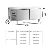 Banc de travail réfrigérant commercial pour restaurant, sous-comptoir, refroidissement direct, double température, congélateur plat, certification CE
