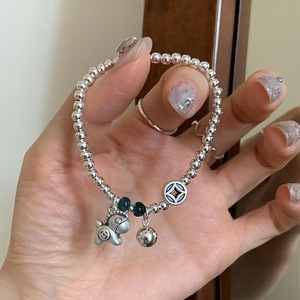 999 Pure <b>Silver</b> <b>Beaded</b> Bracelet Women Animal Charm Gift Jewelry Elegant Minimalist Chinese Style - Product Image 1