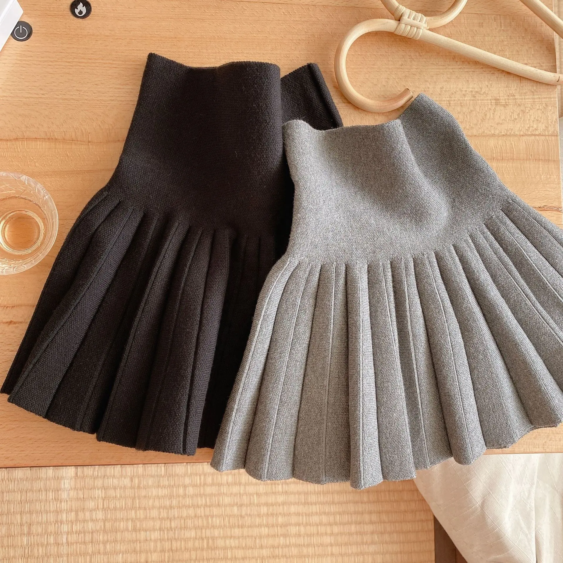 G1010016 2-12 năm mùa thu và mùa đông Cô Gái Váy trẻ em váy dệt kim cao EO XẾP LI váy