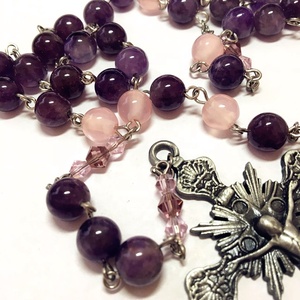 Perline Di Cristallo viola Dei Monili di Colore Rosa di Cristallo Perline <span class=keywords><strong>Fatti</strong></span> <span class=keywords><strong>A</strong></span> <span class=keywords><strong>Mano</strong></span> Collana Croce D'argento Placcato Rosario - Product Image 5