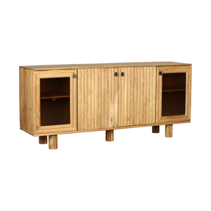 Contemporary Solid Mango Wood Sideboard Buffet <b>Cabinet</b> with Smooth Finish Stylish <b>Storage</b> Furniture for <b>Dining</b> Area - Product Image 3
