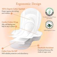 Serviettes hygiéniques en coton biologique avec protection anti-fuites jetable, larges, pour flux abondant, nuit, OEM