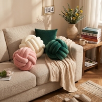 Coussins décoratifs en forme de boule nouée Hesen pour la décoration intérieure, coussin décoratif noué en gros, coussin décoratif rembourré fait main pour canapé