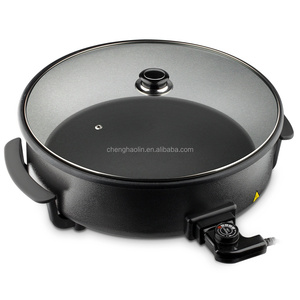Plancha Eléctrica para Pizza de 1500W, Redonda, de Acero Inoxidable, con Perillas Táctiles, Revestimiento Antiadherente, Control de Temperatura - Product Image 4