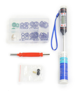Juego de manómetros de colector de CA de 3 vías para refrigerantes R134A con adaptadores de tanque Acme de manguera de 5 pies, acopladores rápidos y grifo de lata - Product Image 4