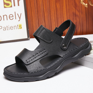 Sandales Homme en Cuir Véritable 2026 à Bout Ouvert Ultra Légères Antidérapantes Confortables Cousues à la Main Respirantes Chaussures Homme Vente en Gros Usine - Product Image 5