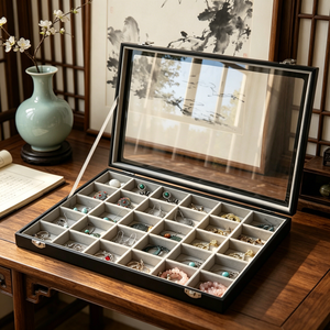 Présentoir à bijoux pour la maison, boîte de rangement pour bagues avec couvercle transparent - Product Image 1