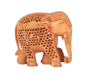Handcrafted Wooden <b>Elephant</b> Sculpture Traditional Carved Home <b>Decor</b> Indoor Tabletop Ornament Living Room Art Piece - Product Image 1