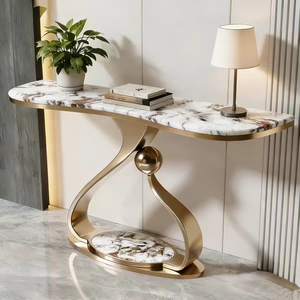 Light Luxury Modern Entrance <strong>Console</strong> <strong>Table</strong> with Durable Stone Construction and <strong>Storage</strong> for Living Room - Product Image 4