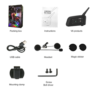 Xinowy V6 Pro หมวกกันน็อคมอเตอร์ไซค์ชุดหูฟังบลูทูธอินเตอร์คอม1200เมตร<span class=keywords><strong>2</strong></span>คนแบบเต็มดูเพล็กซ์ไร้สาย BT อินเตอร์โฟน6ผู้ขับขี่ - Product Image 6