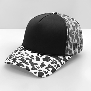 Casquette de baseball en coton de haute qualité avec logo personnalisé, 5 panneaux, maille, mousse, imprimé numérique à carreaux, camouflage, corde, léopard, style trucker - Product Image 1