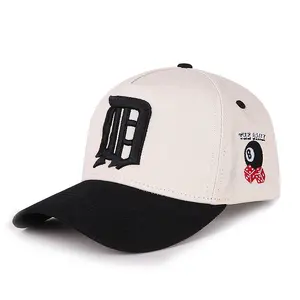 Boné de beisebol personalizado, design liso, dois tons, chapéus de beisebol, 5 painéis personalizados, boné de beisebol para homens