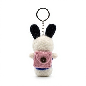Handmade Eco-Friendly Traditional Wool <b>Felt</b> Bunny Doll Pink Bow Blue Dress Wall Hanging Small Cartoon Animal <b>Christmas</b> Indoor - Product Image 4