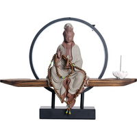 चीन ज़ेन कमल नई सिरेमिक झरना Guanyin बुद्ध backflow धूप बर्नर के साथ टेबल लैंप यूएसबी प्रकाश का नेतृत्व किया