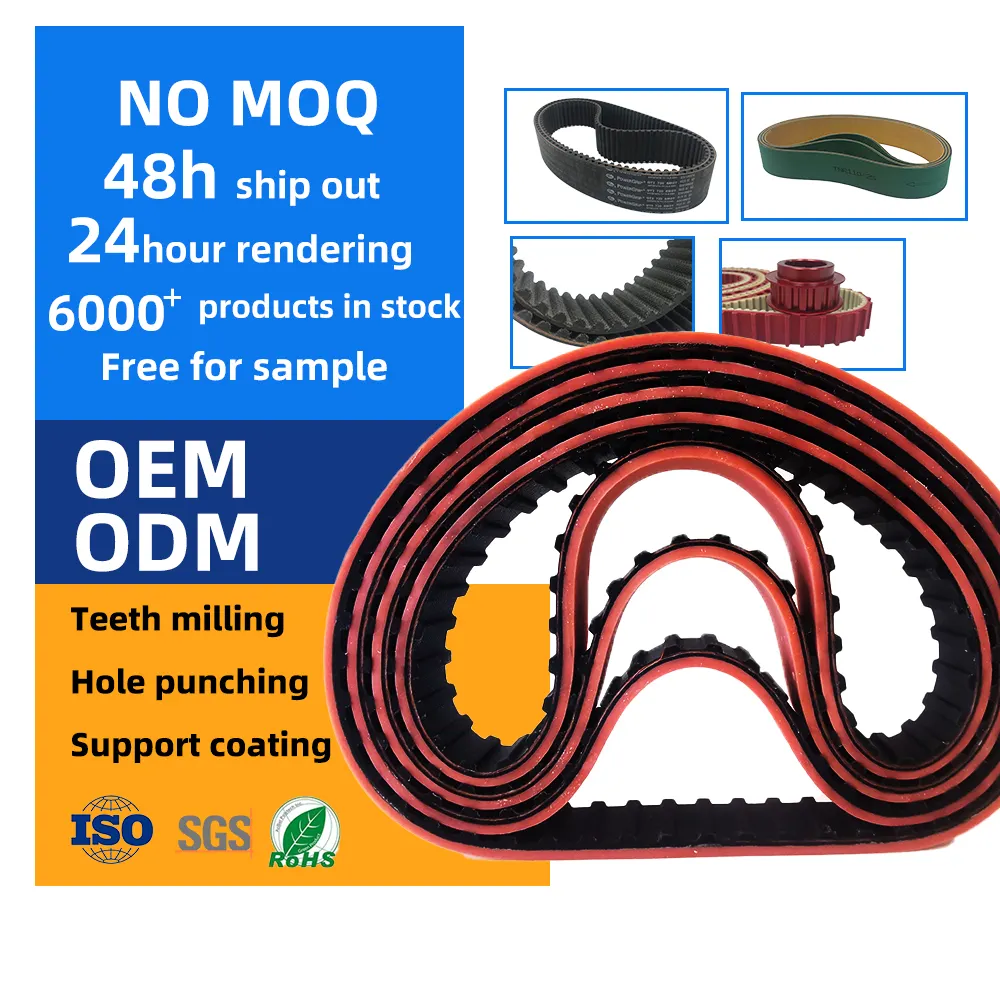 Manufacturer Black 2M 3M 5M S3M S5M S8M AT3 AT5 AT10 Industrial Rubber coated Timing belt/red rubber coating Synchronous Belt