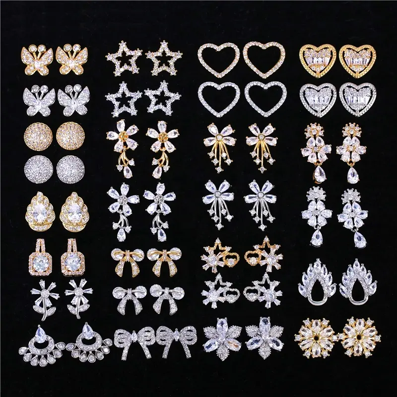 Fashion romantic style hot sell geometric Shape 18K white gold plated earring set stud drop statement earrings for women
