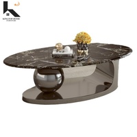 Table basse moderne en acier inoxydable et pierre, plateau en marbre de luxe, table centrale pour salon