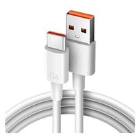 Kabel Pengisian Cepat USB Type-C 6A dengan Pelapis PVC, Pengisi Daya Cepat untuk Xiaomi Samsung OPPO, Kabel Data