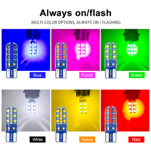 Dauerlicht/Blinklicht T10 194 168 W5W Wasserdichte COB 12-Chip Kennzeichenbeleuchtung Auto-Leselampe Silikagel Mehrfarbig - Product Image 6