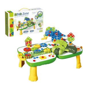 249 pièces Jouets de construction électriques pour enfants STEM, dinosaure, perceuse, bricolage, vis, assemblage, blocs de puzzle, table, boîte à outils de dinosaure - Product Image 1
