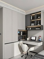 Armoire intégrée en bois massif avec bureau intégré pour la rénovation de la chambre d'adolescent